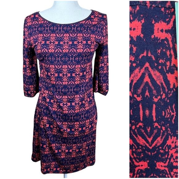 Market & Spruce Dresses & Skirts - Stitch Fix Market & Spruce Maeby Geo Print Dress Navy Blue Pink Large